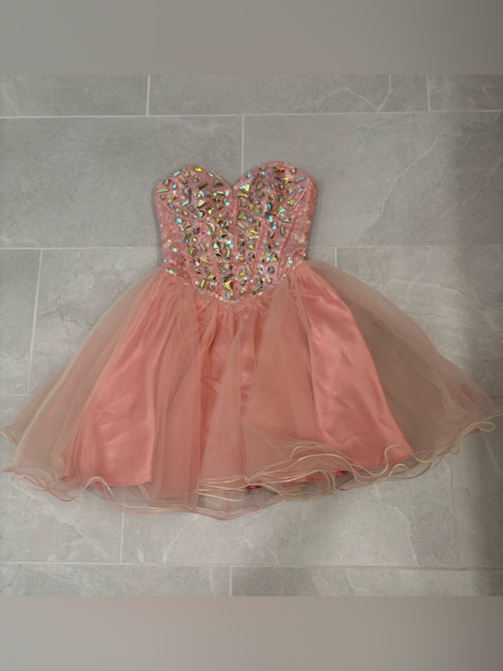 Vintage Y2K Betsy Johnson Style Beaded Corset Tulle Mini Dress Size 3/4